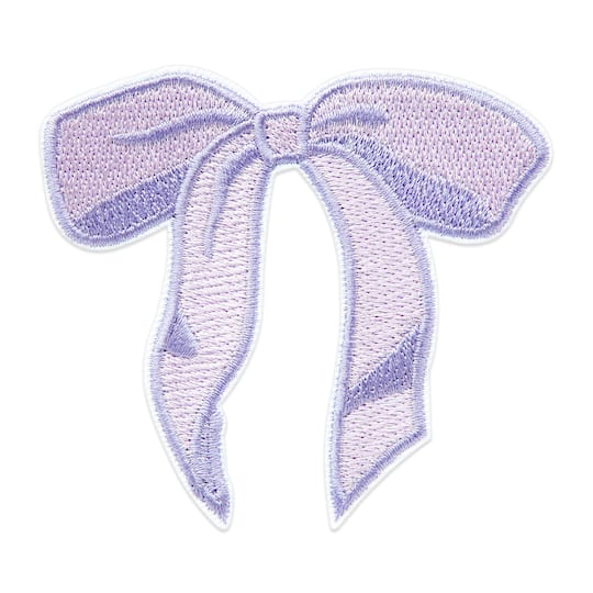 Lavender Embroidered Bow Iron-On & Adhesive Patch by Make Market®